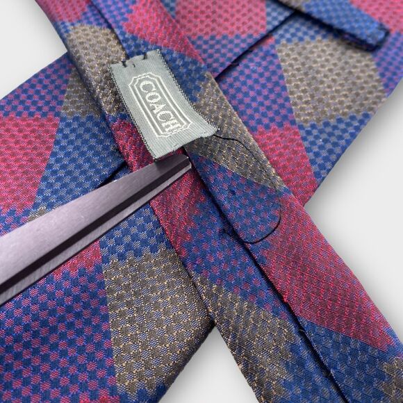 Coach Necktie Mens Argyle Checkered Colorful Italian Silk Made in USA 58 x 3 ¾" - Picture 13 of 13